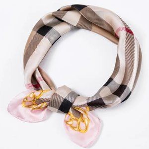 Boho Classic Plaid Silky Square Neck Wrap Scarf